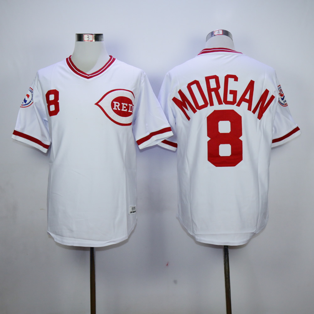 Men MLB Cincinnati Reds 8 Morgan white jerseys